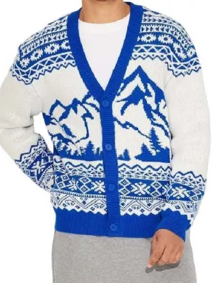 Finding Mr Christmas S02 V-Neck Mountain Printed Cardigan