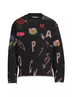 Collage Cotton Crewneck Sweatshirt