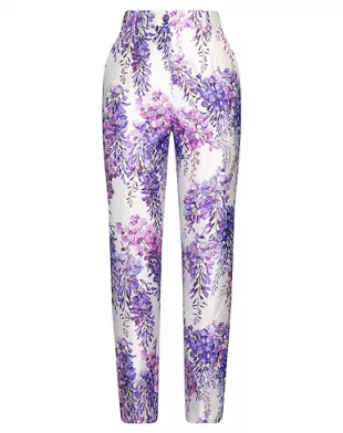 Purple Floral Tapered Pants.