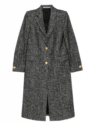 Black Herringbone Coat