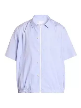 Striped Cotton Poplin Zip Front Shirt