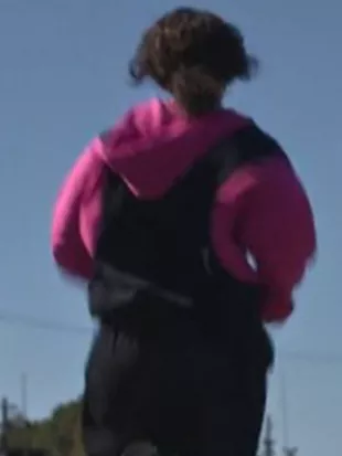 CHRISTY 2025 Sydney Sweeney Pink and Black Track Hoodie