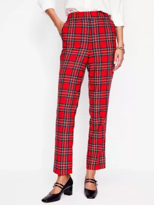 Red Kew Wool Blend Trousers