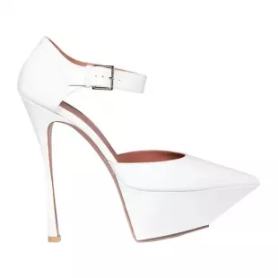 White Eva Plateau 150 Leather Platform Pumps