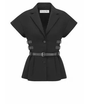 Asymmetric Short Sleeved Jacket With Belt