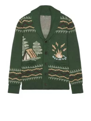 The Neighborhood S08 Max Greenfield Green Printed Cardigan