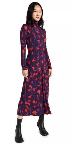 Slinky Jersey Turtleneck Dress