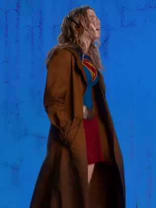 Supergirl 2026 Milly Alcock Brown Long Coat
