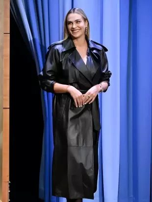 Aryna Sabalenka The Tonight Show Starring Jimmy Fallon Leather Coat