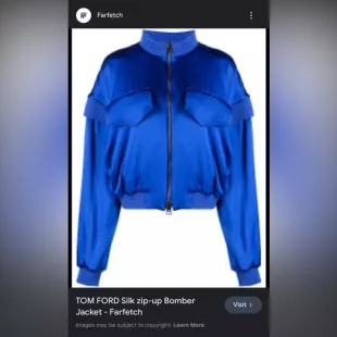 Silk Zip-Up Bomber Jacket in Blue