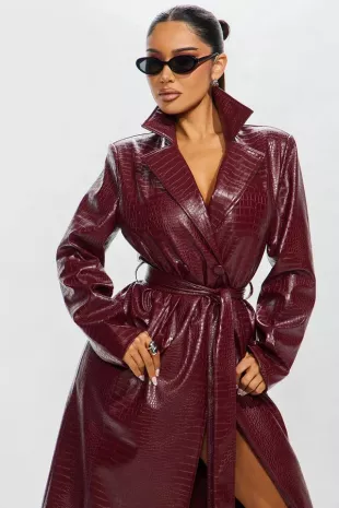 Victoria Faux Leather Trench Coat