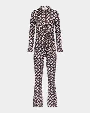 Michele Flared Geometric-Print Jumpsuit