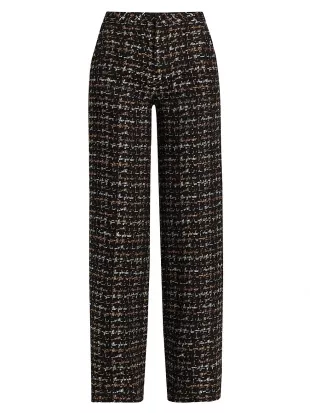 Livvy Houndstooth Tweed High-Rise Straight-Leg Pants