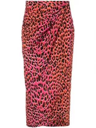 Jamelia Leopard Print Silk Skirt
