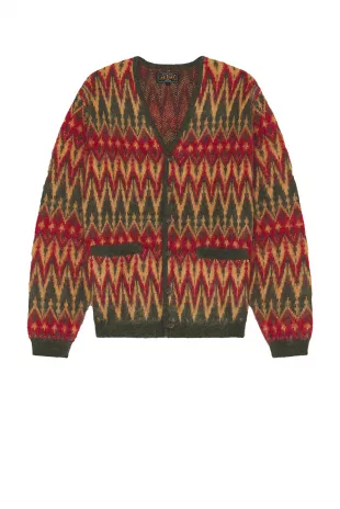 Wool Chevron Jacquard Cardigan Sweater
