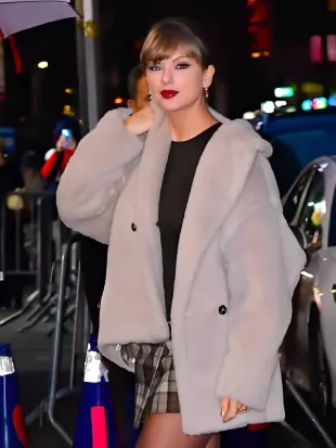 “The Late Show with Stephen Colbert” Taylor Swift Hooded Faux Fur Coat