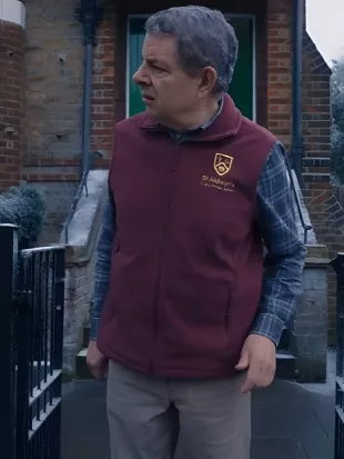 Man Vs Baby 2025 Rowan Atkinson Purple Vest