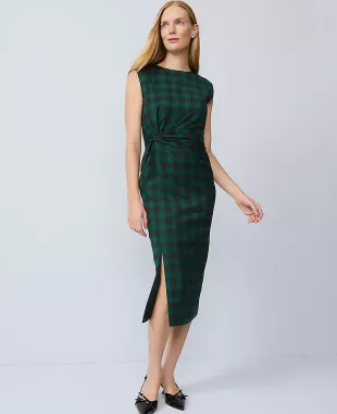 Plaid Twist Sheath Dress