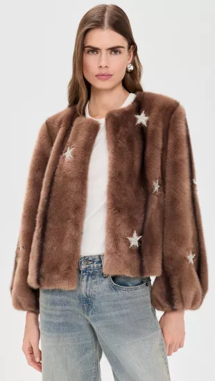 Mixed Star Faux Mink Benson Coat