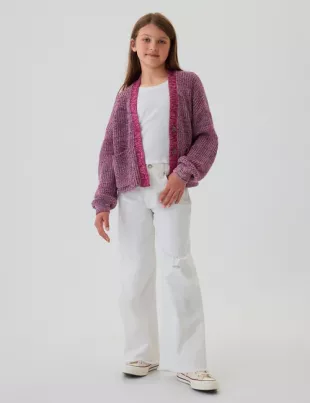 Kids Shaker-Stitch Cropped Cardigan