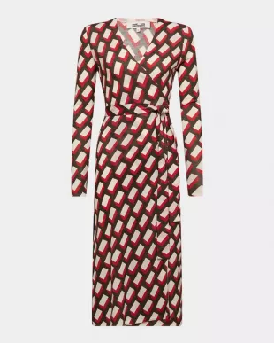 Luella Geometric-Print Midi Wrap Dress