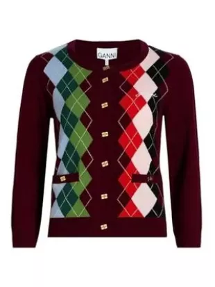Argyle Wool Cardigan