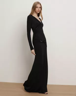Viela Long-Sleeve Jersey Maxi Dress