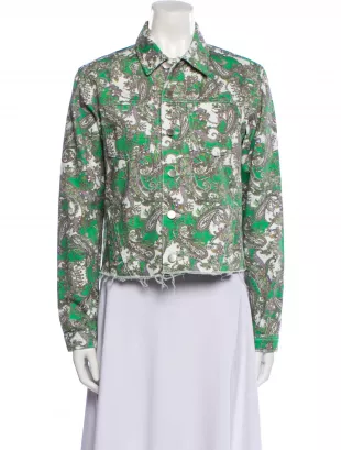 Janice Paisley Cropped Denim Jacket