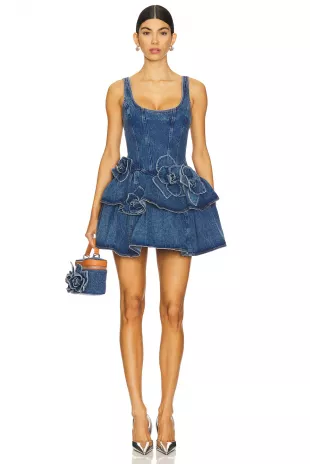 Devyn Saxe Blue Denim Ruffle Dress
