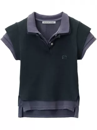 Layered Effect Polo Shirt in Blue