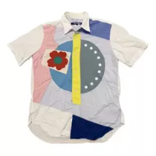 Multicolor Patchwork Button Down
