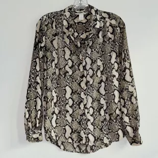 Womens Python Snake Print Button Up Collared Shirt