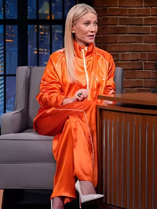Late Night with Seth Meyers Gwyneth Paltrow Orange Tracksuit