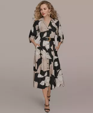 Floral Midi Shirt Dress