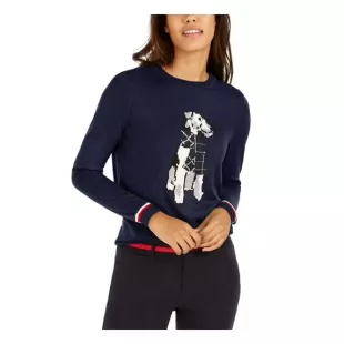 Long Sleeve Terrier Print Pullover Sweater