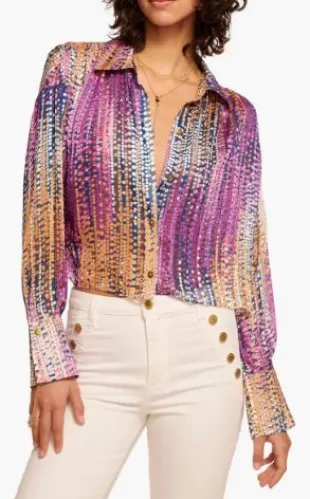 Mandy Dot Print Crop Button-Up Shirt