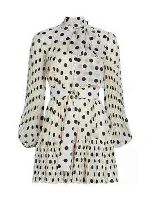 Polka Dot Pussybow Minidress