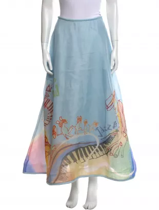 Linen Midi Length Skirt