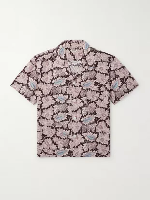 Wisteria Camp-Collar Printed Cotton and Silk-Blend Shirt