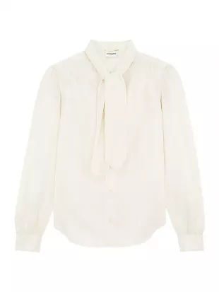 Lavallière-neck Blouse In Silk Satin