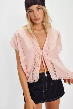 Marigold Printed Shine Lace Top