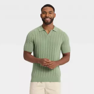 Textured Johnny Collared Pullover Sweater