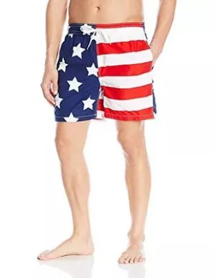 Stars & Stripes Swim Trunks Board Shorts Red