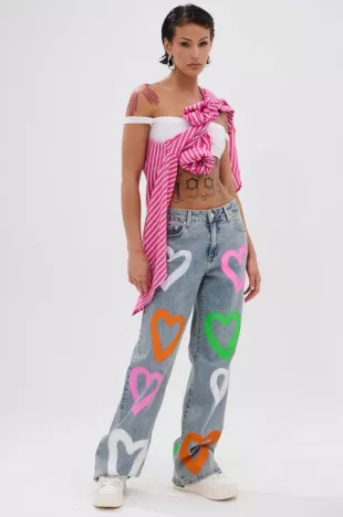 Lovegirl Airbrushed Wide Leg Jeans