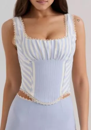 Petra Lace Trim Pintuck Corset Top