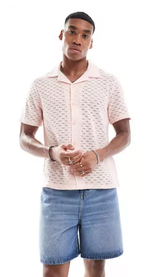 Textured Button Through Shirt