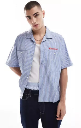 Back Embroidery Striped Shirt