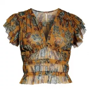 Making Me Smile Flutter Sleeve Mesh Crop Top