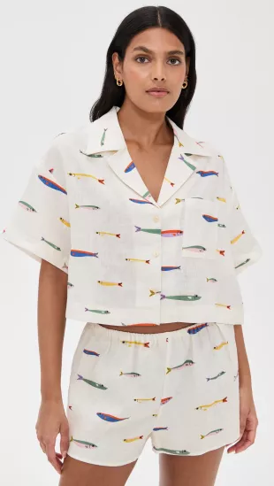 Daya Linen Top in Sardines