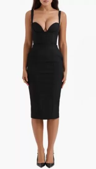 Bellisima Body-Con Cocktail Midi Dress